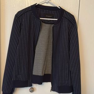 Navy with thin white stripe bomber jacket
